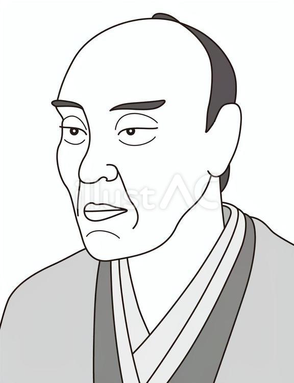 渡辺崋山（白黒） 渡辺崋山,歴史,幕末のイラスト素材