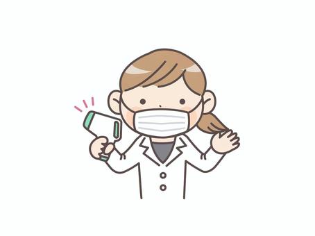 Female doctor who measures heat with a non-contact thermometer 01, JPG, PNG and AI Female doctor who measures heat with a non-contact thermometer 01, doctor, mr, a doctor, JPG, PNG and AI