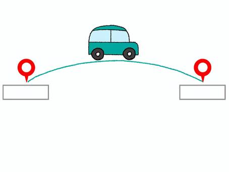 自動車 自動車,乗り物,移動,出発地,目的地,pop調,手描き,挿絵,ワンポイント,素材のイラスト素材