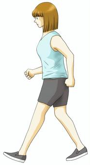 歩く女性 歩く,横,女性,全身,若いのイラスト素材