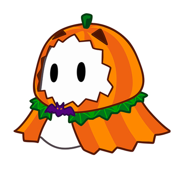カボチャのマントで仮装するおばけ ハロウィン,おばけ,オバケ,かわいい,秋,シンプル,可愛い,10月,イベント,子供向けのイラスト素材