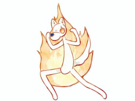 やる気満ち溢れ犬 犬,可愛い,やる気,燃える,炎,怒り,水彩風のイラスト素材
