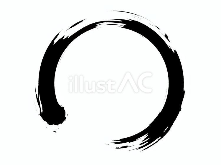 黒丸（筆で書いた円） 筆,フレーム,和風のイラスト素材