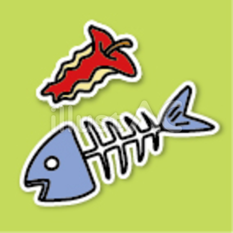リンゴと魚の生ごみ素材２ 生ゴミ,ゴミ,リンゴのイラスト素材