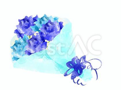 青いバラの花束のイラスト