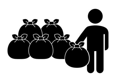 ゴミ捨てする人物 ゴミ捨てする人物 ゴミ捨て,ゴミ袋,人物,ゴミ,捨てる,掃除,大掃除,断捨離,シルエット,黒のイラスト素材