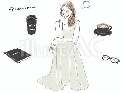 女性 コーヒー グレー 眼鏡 モノトーン
