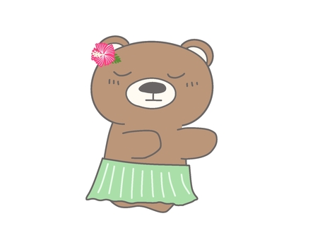 フラダンスをするクマさん クマ,フラダンス,ハイビスカス,ダンス,フラ,動物のイラスト素材