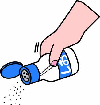 塩使う手　 塩,使う,手,かける,粒,瓶,フタ,調味料,味,しょっぱいのイラスト素材