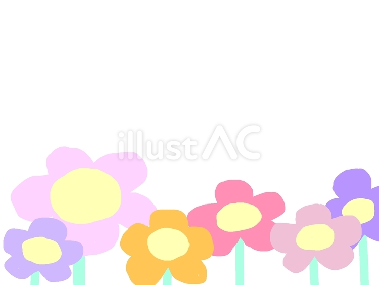 お花フレーム お花,パステルカラー,手書きのイラスト素材