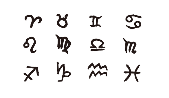 12星座一覧 12星座,水瓶座,魚座,牡羊座,牡牛座,双子座,かに座,獅子座,乙女座,てんびん座のイラスト素材