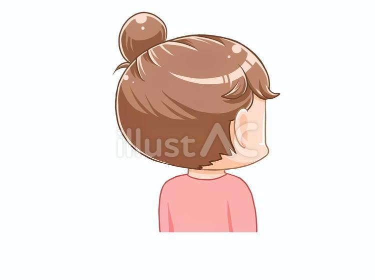 おだんご女性【向こうを向く】 背中,女性,主婦のイラスト素材