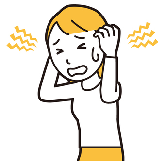  ロングヘア女性(黄)-350-バスト 心配,女性,女の子,人物,かわいい,表情,感情,落ち込む,ショック,不幸のイラスト素材