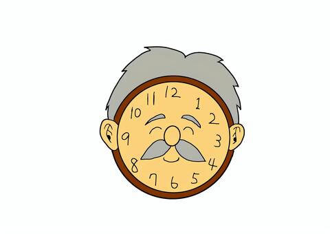 時計　初老 時計,初老,微笑み,古時計,おじいちゃんのイラスト素材