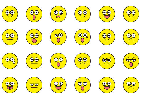 顔文字リアクションセット 顔,顔文字,目,表情,感情,キャラクター,リアクション,反応,アニメ,漫画のイラスト素材