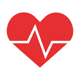 ハートマークと心拍のシルエット赤色 心電図,心拍,心拍数,心臓,ハート,脈,医療,健康管理,健康診断,病院のイラスト素材