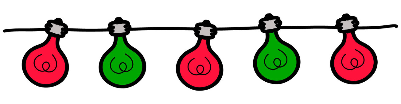 クリスマスカラーの電球のイルミネーション 電球,明るい,ライト,光,イルミネーション,照明,クリスマス,電飾,クリスマスカラー,緑のイラスト素材