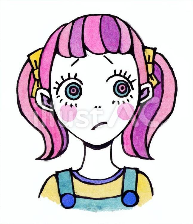 こまったちゃん 八の字眉,肩上,カワイイのイラスト素材