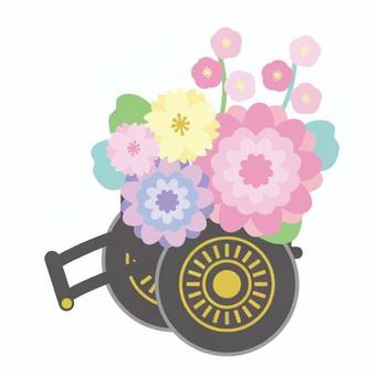花車 花車 花車,花,花束,車輪,飾り,日本,祝い,縁起物,伝統,和柄のイラスト素材