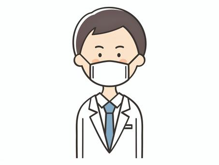 マスクをした白衣の男性 男性,医者,医師,白衣,先生,マスク,風邪,インフルエンザ,感染,花粉症のイラスト素材
