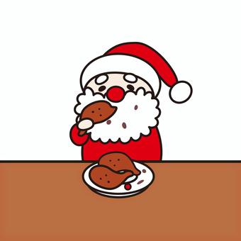 ひとり虚しくチキンを頬張るサンタ サンタクロース,サンタ,クリスマス,イブ,12月,お祝い,帽子,ひげ,聖夜,冬のイラスト素材