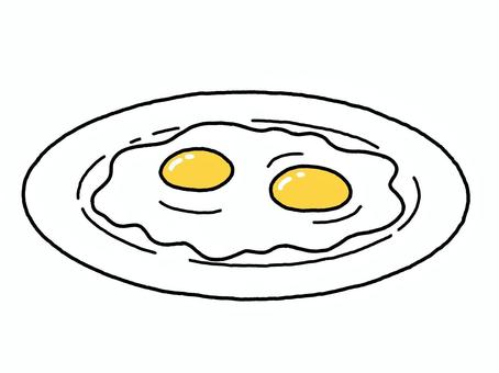 目玉焼き 目玉焼き,卵,食べ物,料理,シンプル,線画,手描きのイラスト素材
