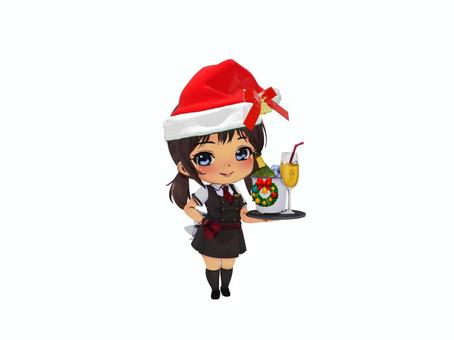 クリスマスパーティー飲食店のサンタガール クリスマス,サンタ,サンタクロース,サンタガール,ワイン,クリスマスプレゼント,プレゼント,christmas,冬,12月のイラスト素材
