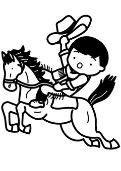 Illustration, rodeo, horse riding, cowboy, 