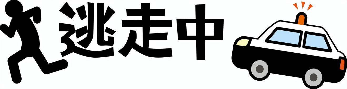 逃走パトカー　 逃走,犯人,パトカー,警察,走る,追う,車,人,漢字,コミカルのイラスト素材