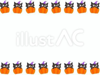 黒猫 ハロウィン 秋 にゃんこ フレーム