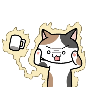 三毛猫と超能力 三毛猫,三毛,猫,動物,超能力,コップのイラスト素材