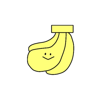 バナナ(顔つき) バナナ,手描き,かわいい,シンプル,簡単,アイコン,果物のイラスト素材
