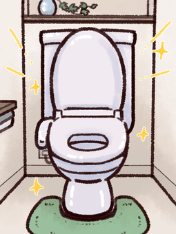 ピカピカで清潔な家庭用トイレのイラスト 清潔,掃除済み,ピカピカ,トイレ,洋式トイレ,衛生,ハウスクリーニング,トイレ掃除,日常,生活のイラスト素材