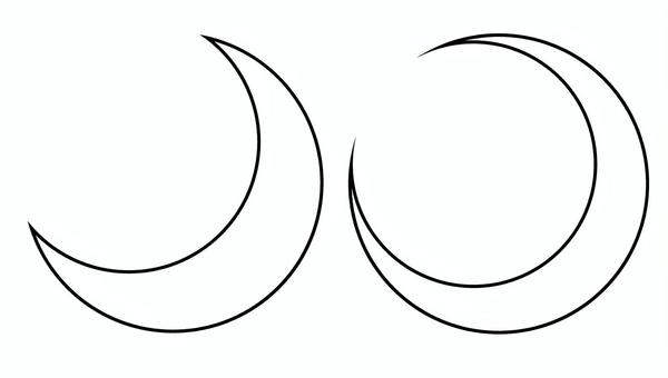 月のセット 三日月,月,モノクロ,線画,白背景,アイコン,シンボル,夜,天体,シンプルのイラスト素材
