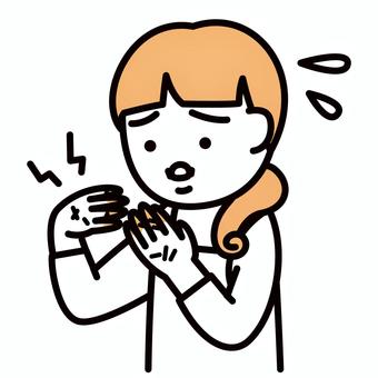 手荒れに困る女性 女性,主婦,手荒れ,困る,汗のイラスト素材