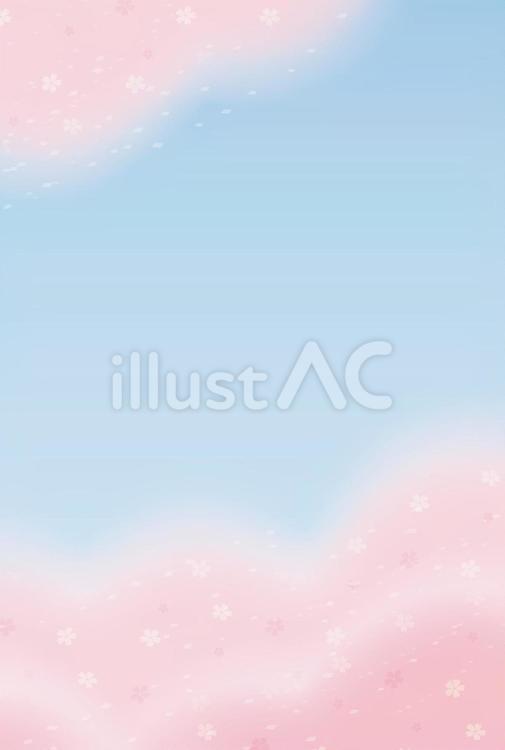 はがき背景　桜6　空 桜,背景,パターンのイラスト素材