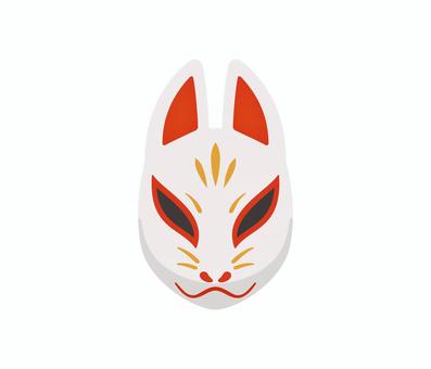 狐のお面,フラットイラスト 狐,お面,シンプル,デザイン,ベクター,フラット,アイコン,祭り,縁日,和のイラスト素材