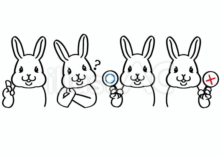 うさぎのポーズセット　線画 うさぎ,動物,ポーズのイラスト素材