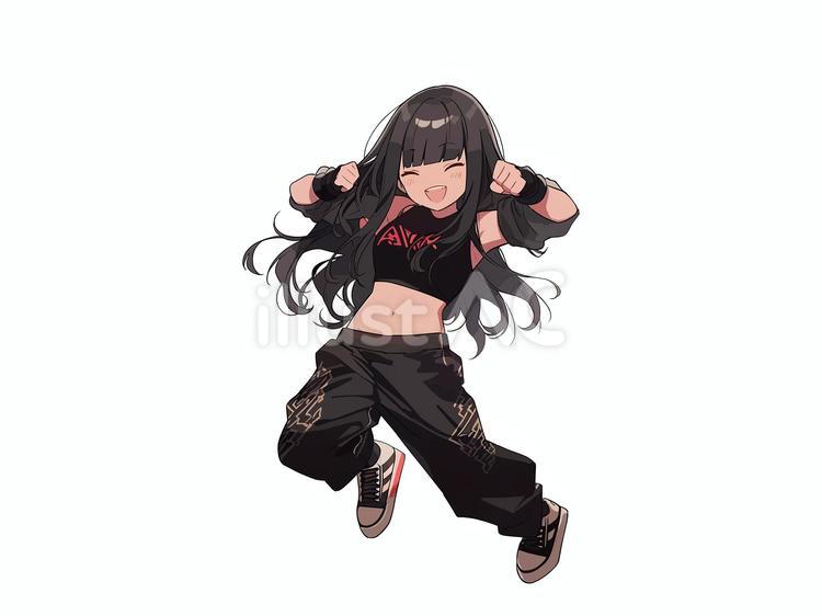 K-Popスタイルでダンスを踊る女の子 ダンス,女性,へそ出しのイラスト素材