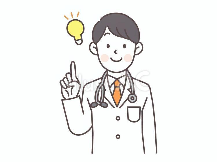 指差しながらアイディア思いつくお医者さん 医者,人物,医師のイラスト素材