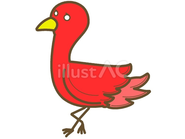 赤色モチーフのかわいいアヒルのアイコン アヒル,動物,鳥のイラスト素材
