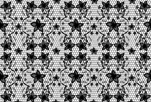 花柄刺繍レースのパターン生地背景★透過有 レース,花,シームレス,パターン,模様,柄,花柄,刺繍,黒,グレーのイラスト素材