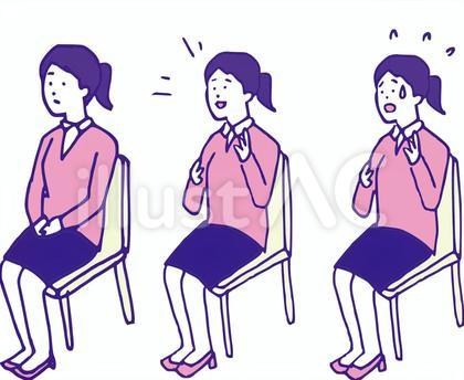 面接を受ける女性 表情セット