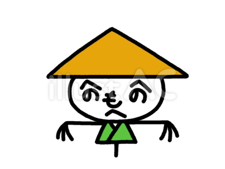 かかし　緑　へのへのもへじ 鳥よけ,へのへのもへじ,農作のイラスト素材