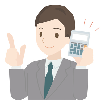 A man in a suit with a calculator, stima, tesoriere, un'illustrazione, JPG, PNG and AI