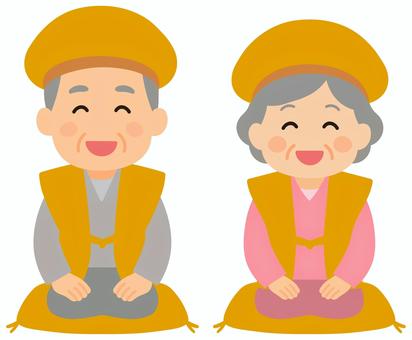 傘寿・米寿（男性・女性） 傘寿,米寿,傘寿祝い,米寿祝い,男性,女性,おじいちゃん,おばちゃん,じぃじ,ばぁばのイラスト素材