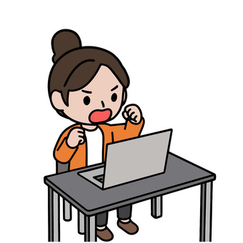 怒る人 パソコン,怒り,クレーマー,怒る,故障,炎上,喧嘩,レスバ,バトル,主婦のイラスト素材