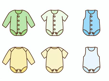 ロンパースイラストセット 服,衣類,赤ちゃん,ベビー,ロンパース,ボディスーツ,スナップボタン,ベクター,シンプル,肌着のイラスト素材
