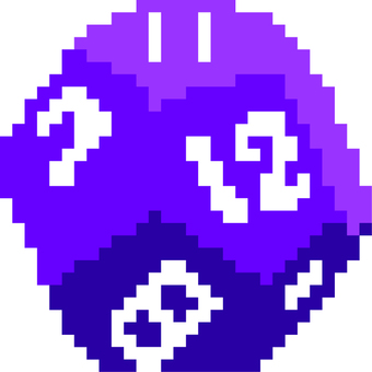 ドット絵の紫の12面ダイスです。 ドット絵,12面,ダイス,シンプル,多面体,幾何学,立体,ゲーム,アクセサリー,サイコロのイラスト素材