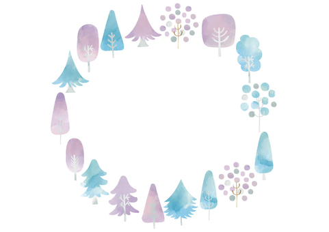北欧風　冬の樹々水彩タッチリーフフレーム